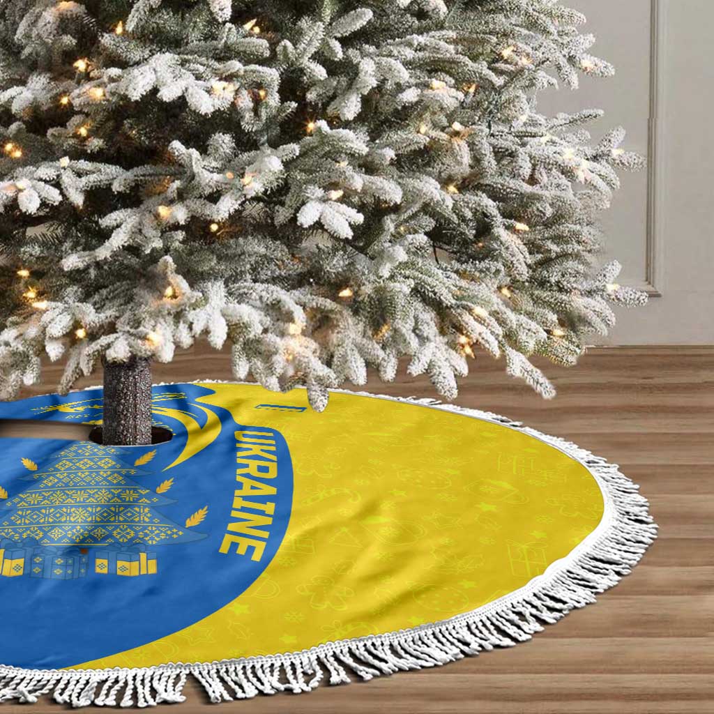 Ukraine Christmas Tree Skirt with Howling Wolf Sunflower Tree and Traditional Ornament Design - Wonder Print Shop