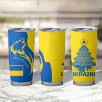 Ukraine Christmas Tumbler Cup with Howling Wolf Sunflower Tree and Traditional Ornament Design - Wonder Print Shop