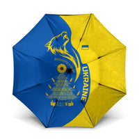 Ukraine Christmas Umbrella with Howling Wolf Sunflower Tree and Traditional Ornament Design - Wonder Print Shop