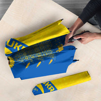 Ukraine Christmas Umbrella with Howling Wolf Sunflower Tree and Traditional Ornament Design - Wonder Print Shop