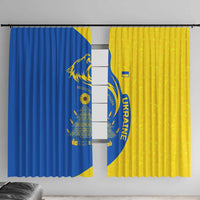 Ukraine Christmas Window Curtain with Howling Wolf Sunflower Tree and Traditional Ornament Design - Wonder Print Shop