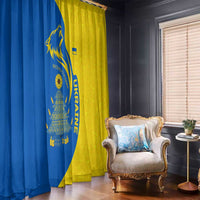 Ukraine Christmas Window Curtain with Howling Wolf Sunflower Tree and Traditional Ornament Design - Wonder Print Shop