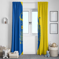 Ukraine Christmas Window Curtain with Howling Wolf Sunflower Tree and Traditional Ornament Design - Wonder Print Shop