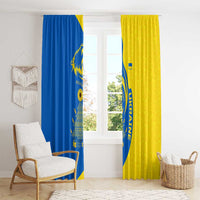 Ukraine Christmas Window Curtain with Howling Wolf Sunflower Tree and Traditional Ornament Design - Wonder Print Shop