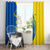 Ukraine Christmas Window Curtain with Howling Wolf Sunflower Tree and Traditional Ornament Design - Wonder Print Shop
