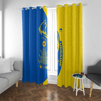 Ukraine Christmas Window Curtain with Howling Wolf Sunflower Tree and Traditional Ornament Design - Wonder Print Shop