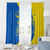 Ukraine Christmas Window Curtain with Howling Wolf Sunflower Tree and Traditional Ornament Design - Wonder Print Shop