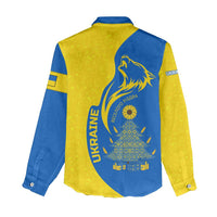 Ukraine Christmas Women Casual Shirt with Howling Wolf Sunflower Tree and Traditional Ornament Design - Wonder Print Shop