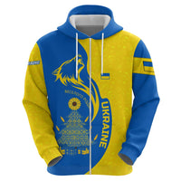 Ukraine Christmas Zip Hoodie with Howling Wolf Sunflower Tree and Traditional Ornament Design - Wonder Print Shop