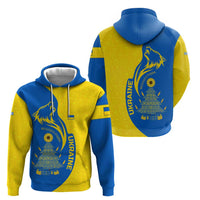 Ukraine Christmas Zip Hoodie with Howling Wolf Sunflower Tree and Traditional Ornament Design - Wonder Print Shop