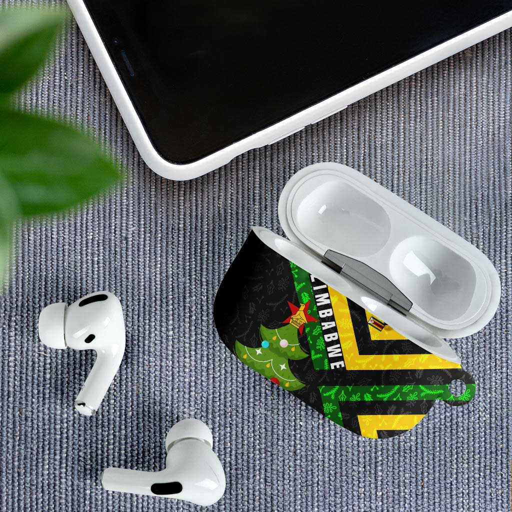 Zimbabwe Christmas AirPods Case with Flag Colors Xmas Tree and Holiday - Wonder Print Shop