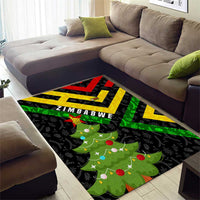 Zimbabwe Christmas Area Rug with Flag Colors Xmas Tree and Holiday - Wonder Print Shop