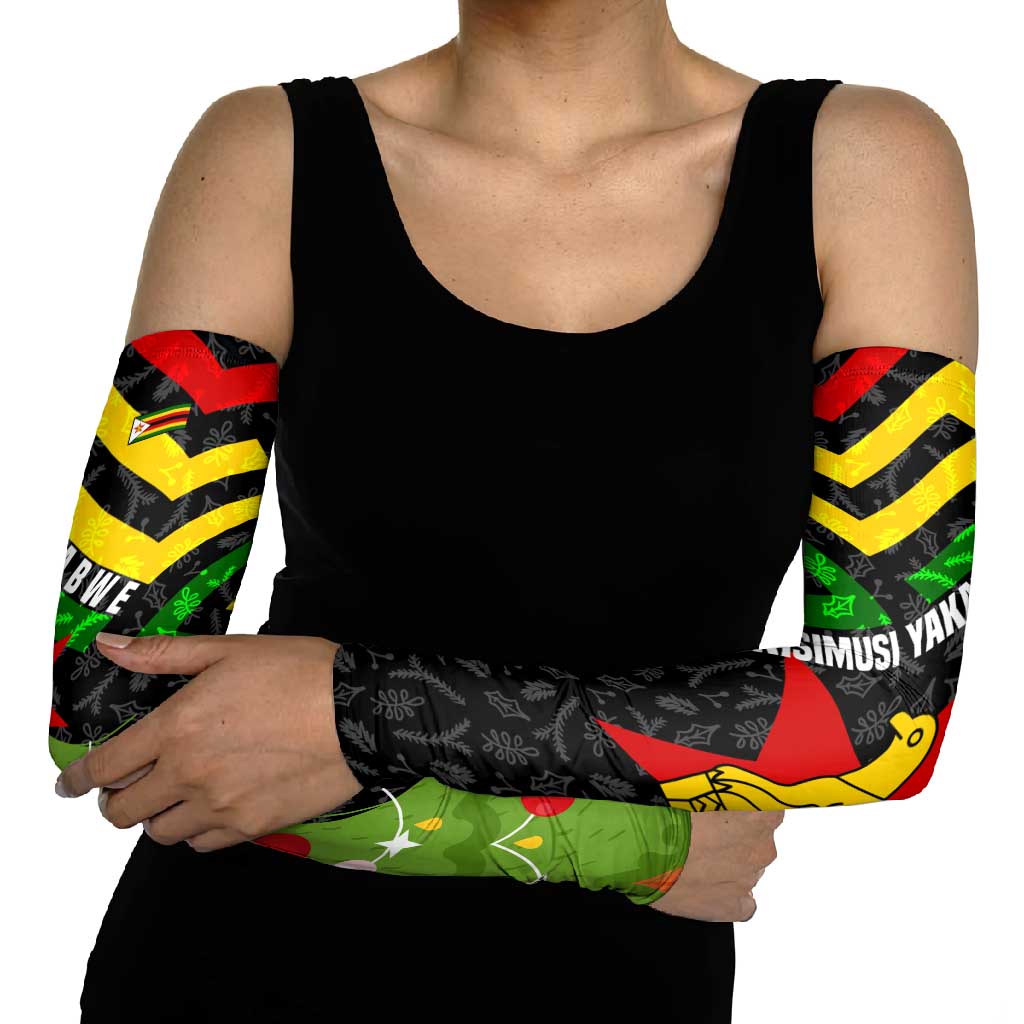 Zimbabwe Christmas Arm Sleeves with Flag Colors Xmas Tree and Holiday - Wonder Print Shop