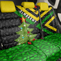 Zimbabwe Christmas Back Car Seat Cover with Flag Colors Xmas Tree and Holiday - Wonder Print Shop