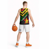 Zimbabwe Christmas Basketball Jersey with Flag Colors Xmas Tree and Holiday - Wonder Print Shop
