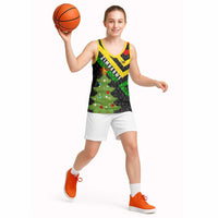 Zimbabwe Christmas Basketball Jersey with Flag Colors Xmas Tree and Holiday - Wonder Print Shop
