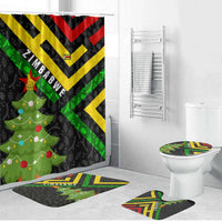 Zimbabwe Christmas Bathroom Set with Flag Colors Xmas Tree and Holiday - Wonder Print Shop