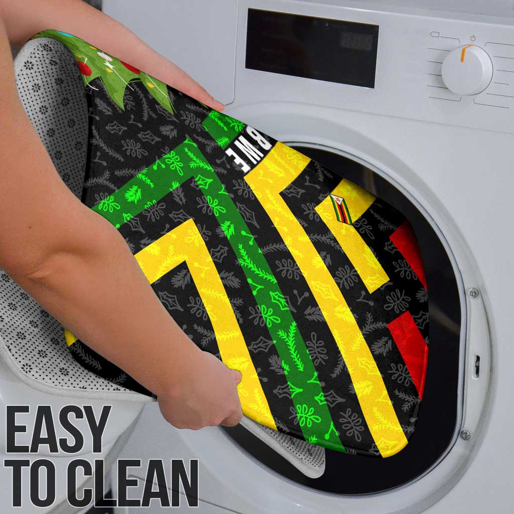 Zimbabwe Christmas Bathroom Set with Flag Colors Xmas Tree and Holiday - Wonder Print Shop