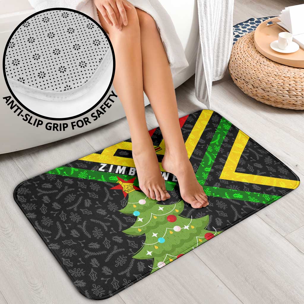 Zimbabwe Christmas Bathroom Set with Flag Colors Xmas Tree and Holiday - Wonder Print Shop