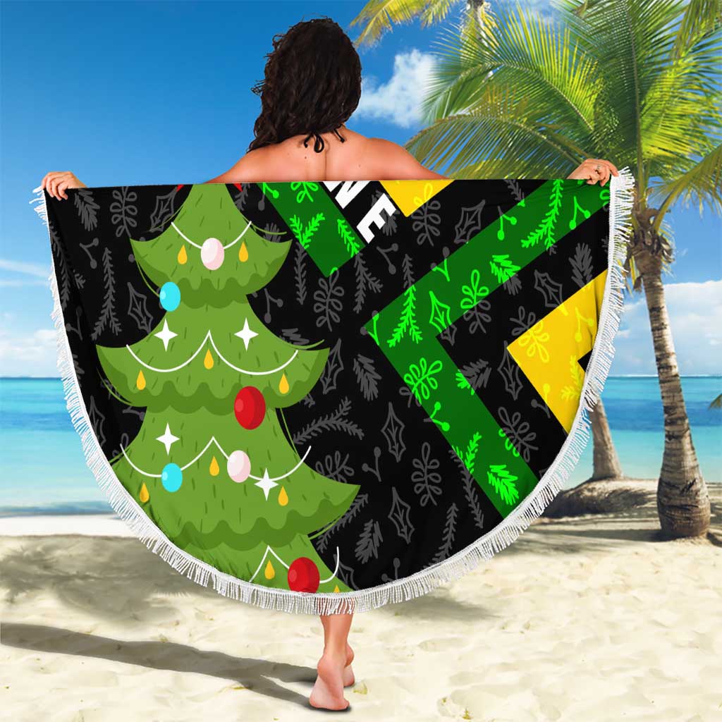 Zimbabwe Christmas Beach Blanket with Flag Colors Xmas Tree and Holiday - Wonder Print Shop
