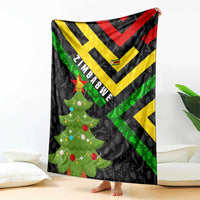 Zimbabwe Christmas Blanket with Flag Colors Xmas Tree and Holiday - Wonder Print Shop