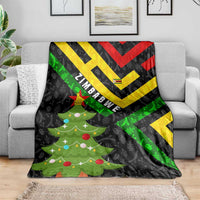 Zimbabwe Christmas Blanket with Flag Colors Xmas Tree and Holiday - Wonder Print Shop