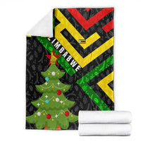 Zimbabwe Christmas Blanket with Flag Colors Xmas Tree and Holiday - Wonder Print Shop