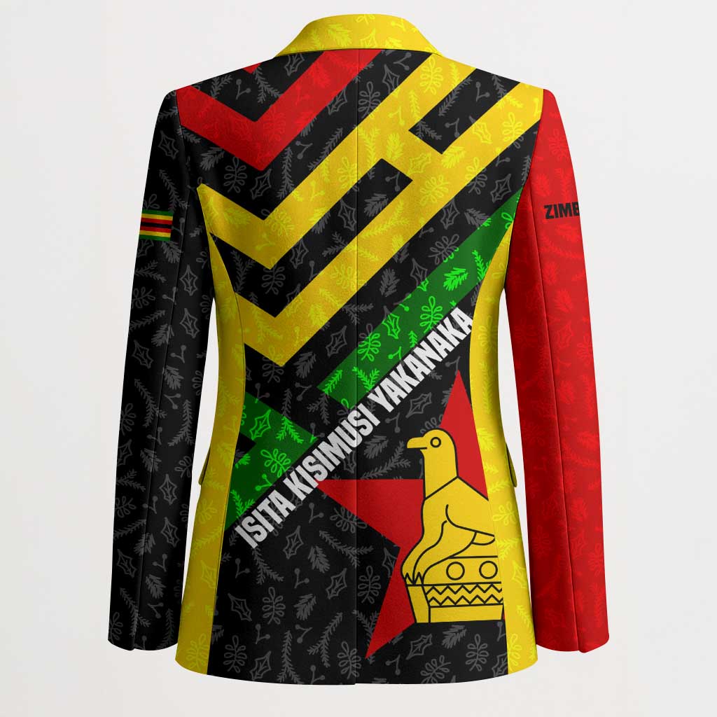 Zimbabwe Christmas Blazer with Flag Colors Xmas Tree and Holiday - Wonder Print Shop