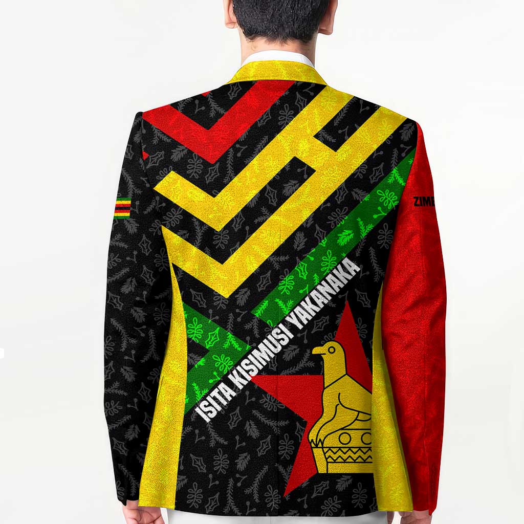 Zimbabwe Christmas Blazer with Flag Colors Xmas Tree and Holiday - Wonder Print Shop