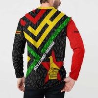 Zimbabwe Christmas Button Sweatshirt with Flag Colors Xmas Tree and Holiday - Wonder Print Shop