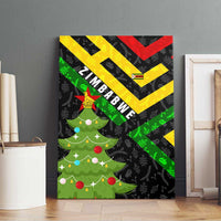 Zimbabwe Christmas Canvas Wall Art with Flag Colors Xmas Tree and Holiday - Wonder Print Shop