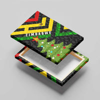 Zimbabwe Christmas Canvas Wall Art with Flag Colors Xmas Tree and Holiday - Wonder Print Shop
