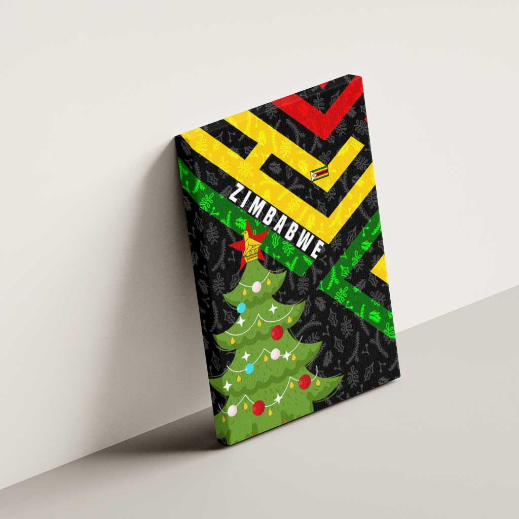 Zimbabwe Christmas Canvas Wall Art with Flag Colors Xmas Tree and Holiday - Wonder Print Shop