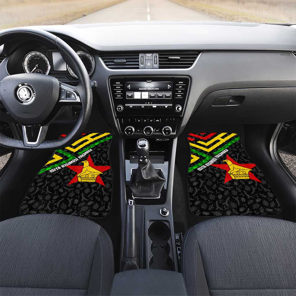 Zimbabwe Christmas Car Mats with Flag Colors Xmas Tree and Holiday - Wonder Print Shop