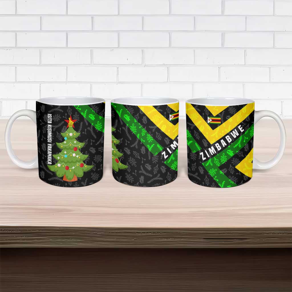 Zimbabwe Christmas Ceramic Mug with Flag Colors Xmas Tree and Holiday - Wonder Print Shop