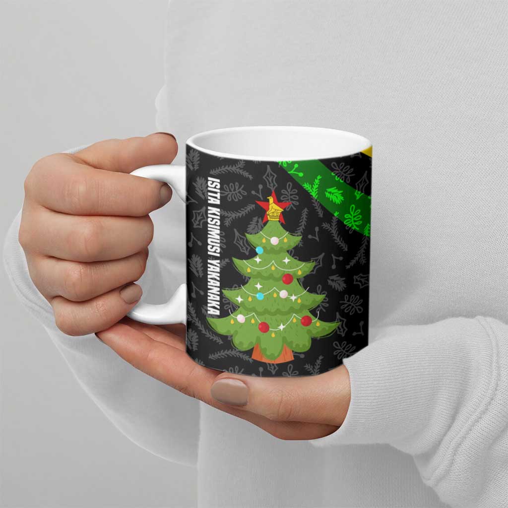 Zimbabwe Christmas Ceramic Mug with Flag Colors Xmas Tree and Holiday - Wonder Print Shop