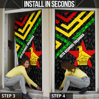 Zimbabwe Christmas Door Cover with Flag Colors Xmas Tree and Holiday - Wonder Print Shop