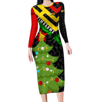 Zimbabwe Christmas Family Matching Long Sleeve Bodycon Dress and Hawaiian Shirt with Flag Colors Xmas Tree and Holiday - Wonder Print Shop