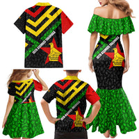 Zimbabwe Christmas Family Matching Mermaid Dress and Hawaiian Shirt with Flag Colors Xmas Tree and Holiday - Wonder Print Shop