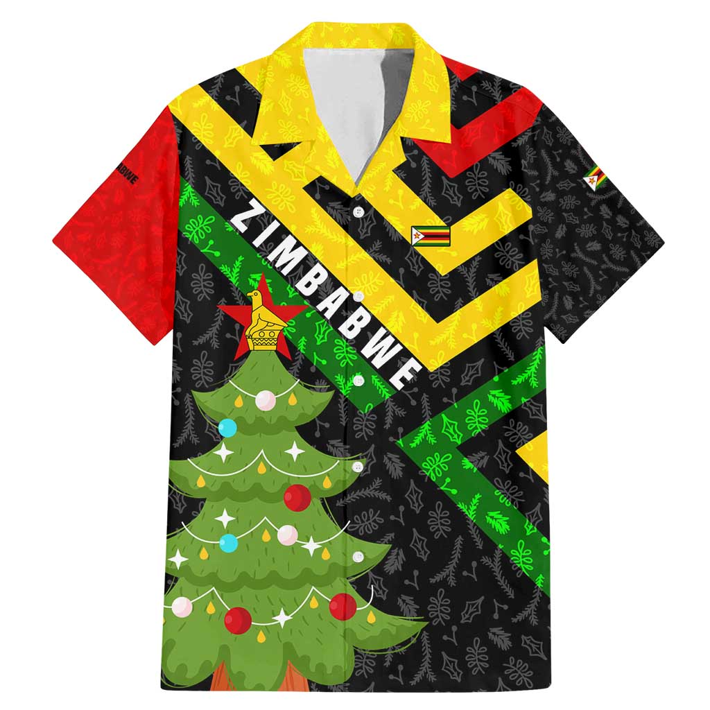 Zimbabwe Christmas Family Matching Mermaid Dress and Hawaiian Shirt with Flag Colors Xmas Tree and Holiday - Wonder Print Shop