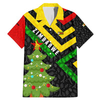 Zimbabwe Christmas Family Matching Mermaid Dress and Hawaiian Shirt with Flag Colors Xmas Tree and Holiday - Wonder Print Shop