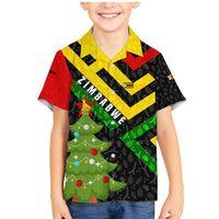 Zimbabwe Christmas Family Matching Mermaid Dress and Hawaiian Shirt with Flag Colors Xmas Tree and Holiday - Wonder Print Shop