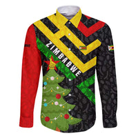 Zimbabwe Christmas Family Matching Off Shoulder Maxi Dress and Hawaiian Shirt with Flag Colors Xmas Tree and Holiday - Wonder Print Shop