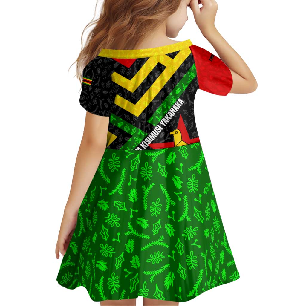 Zimbabwe Christmas Family Matching Off Shoulder Short Dress and Hawaiian Shirt with Flag Colors Xmas Tree and Holiday - Wonder Print Shop