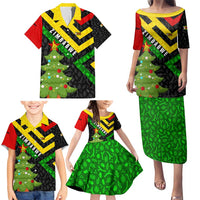 Zimbabwe Christmas Family Matching Puletasi and Hawaiian Shirt with Flag Colors Xmas Tree and Holiday - Wonder Print Shop