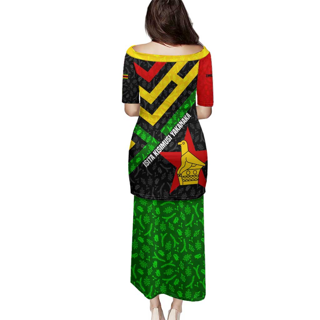 Zimbabwe Christmas Family Matching Puletasi and Hawaiian Shirt with Flag Colors Xmas Tree and Holiday - Wonder Print Shop