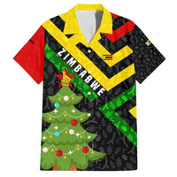 Zimbabwe Christmas Family Matching Short Sleeve Bodycon Dress and Hawaiian Shirt with Flag Colors Xmas Tree and Holiday - Wonder Print Shop