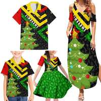 Zimbabwe Christmas Family Matching Summer Maxi Dress and Hawaiian Shirt with Flag Colors Xmas Tree and Holiday - Wonder Print Shop