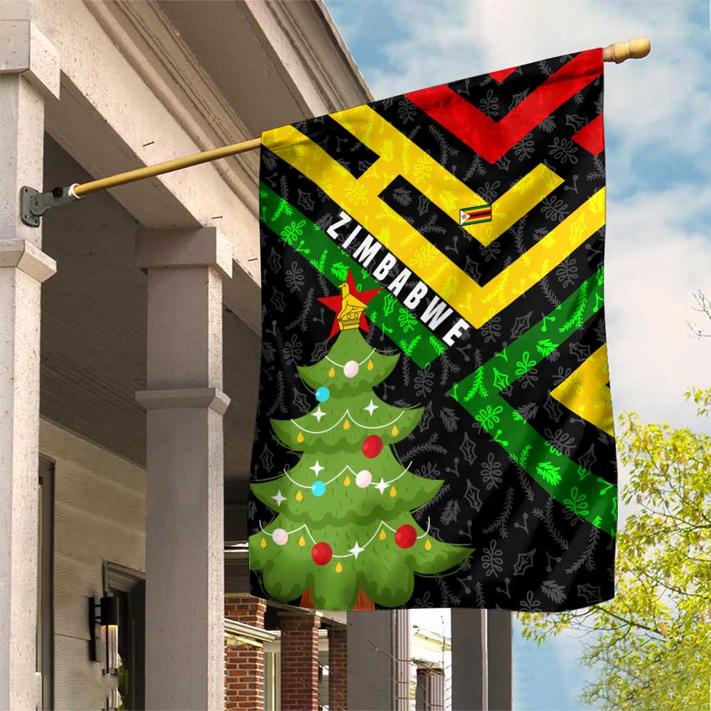 Zimbabwe Christmas Garden Flag with Flag Colors Xmas Tree and Holiday - Wonder Print Shop