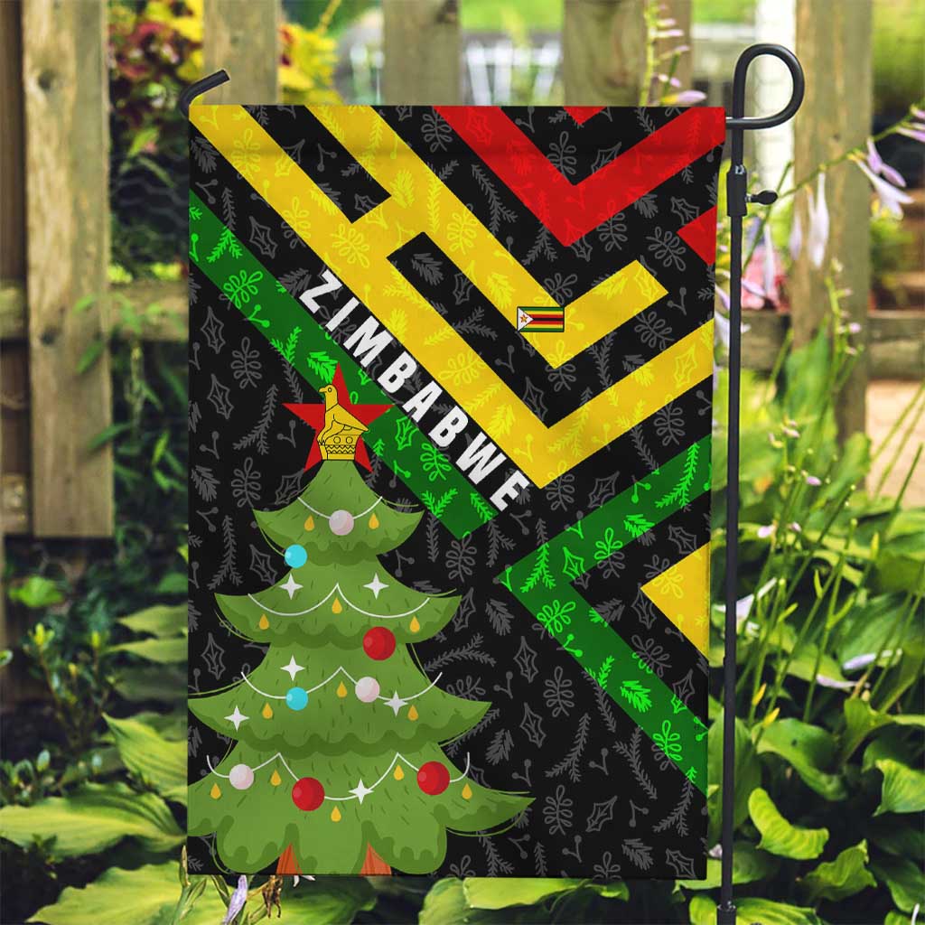 Zimbabwe Christmas Garden Flag with Flag Colors Xmas Tree and Holiday - Wonder Print Shop